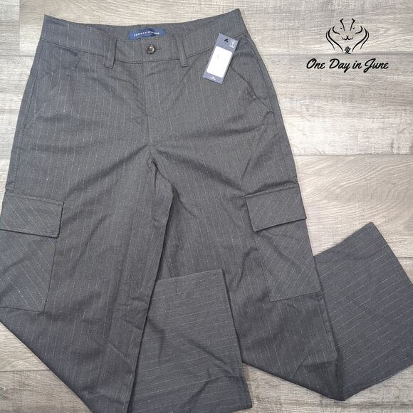 Tommy Hilfiger Striped Wide Leg Cargo Pants Size 6 - Picture 1 of 6